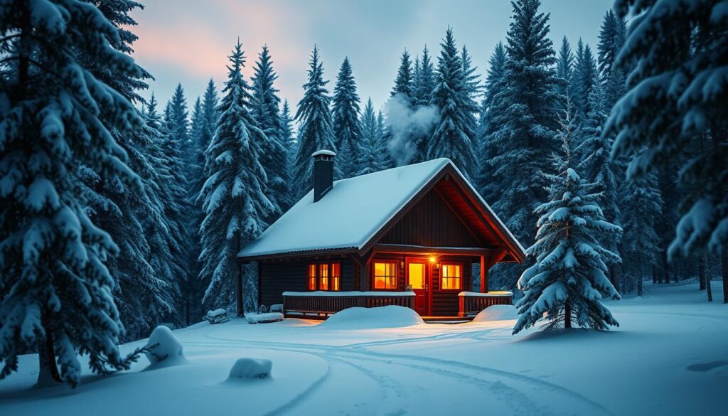 cozy snow-covered retreats