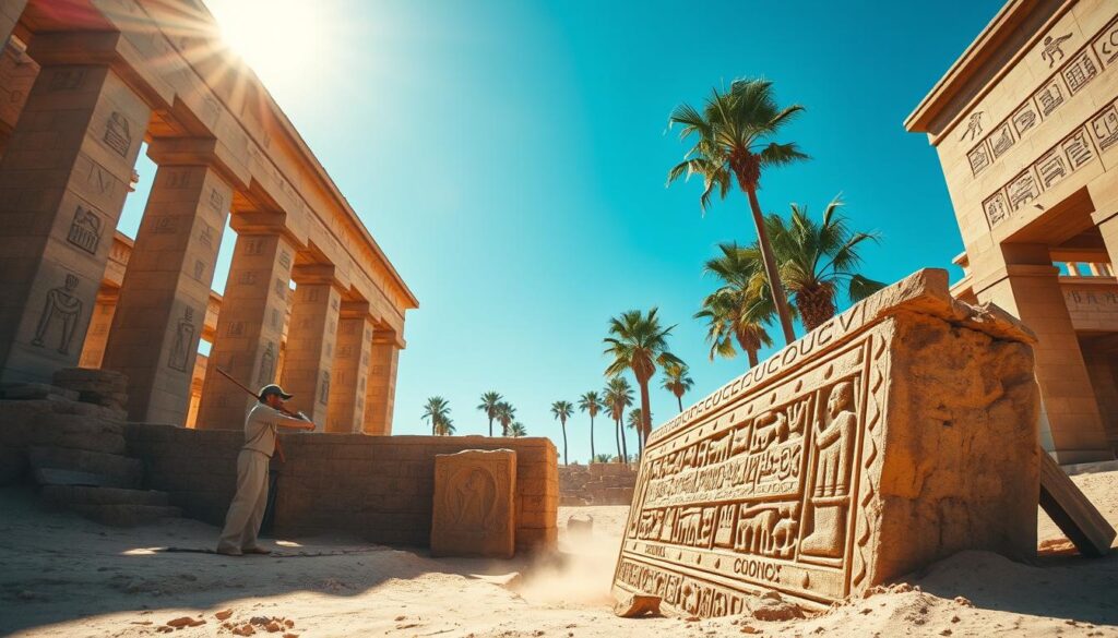excavation and archaeological techniques in ancient Egyptian ruins
